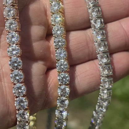 925 Sterling Silver 6mm Tennis Chain Necklace - CZ Or Moissanite