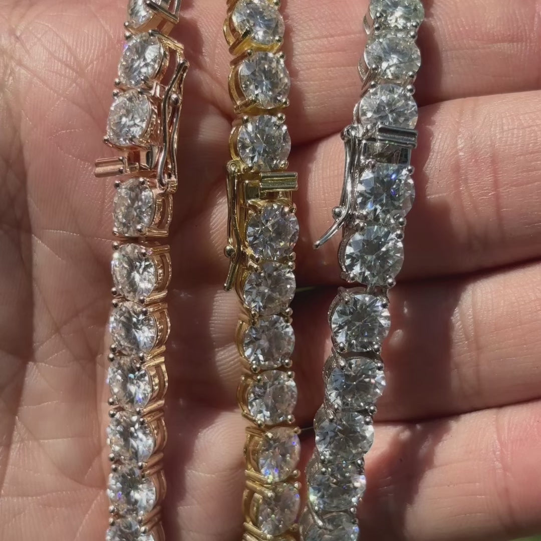 925 Sterling Silver 7mm Tennis Chain Necklace - CZ Or Moissanite