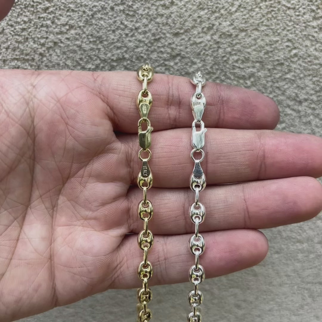 925 Sterling Silver 6mm Puffed Gucci Chain Necklace