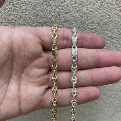 925 Sterling Silver 6mm Puffed Gucci Chain Necklace