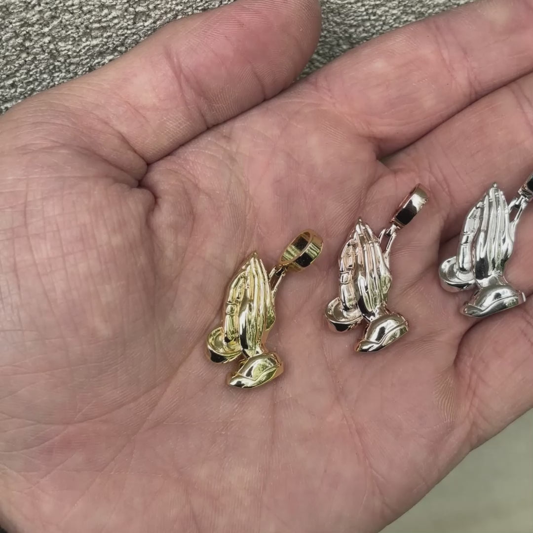 925 Sterling Silver Praying Hands Pendant - Small