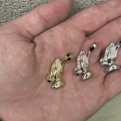 925 Sterling Silver Praying Hands Pendant - Small