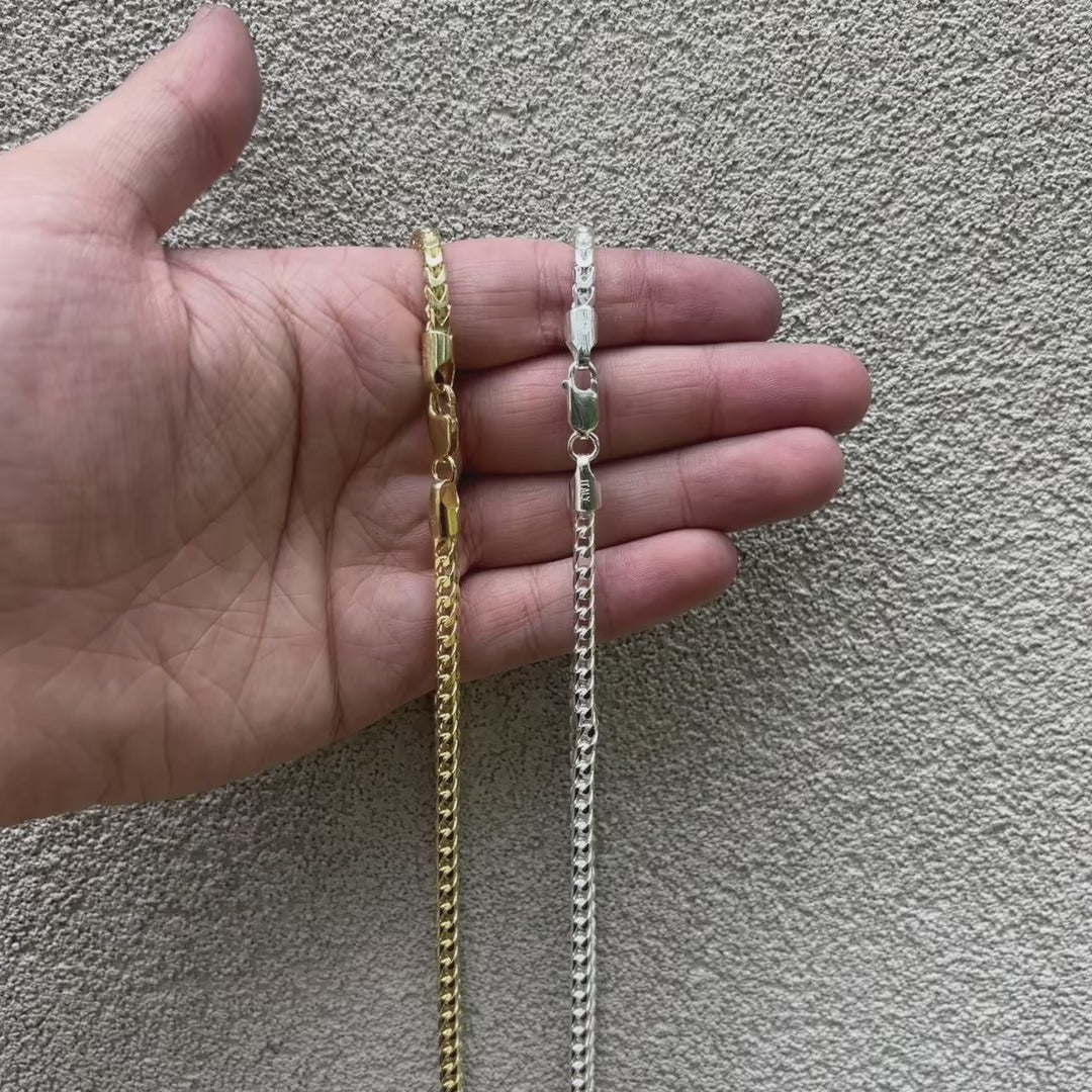 925 Sterling Silver 4mm Franco Chain Necklace
