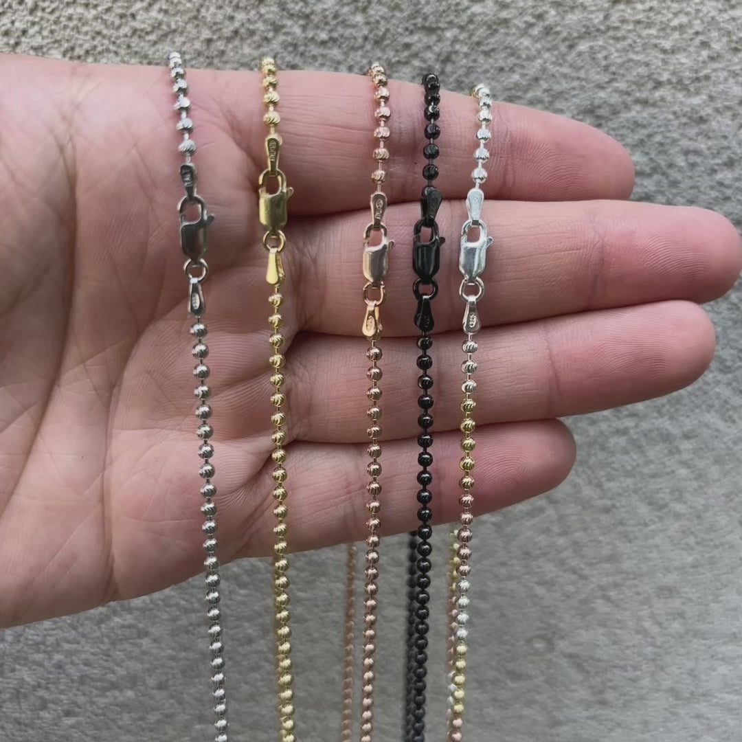 925 Sterling Silver 2.5mm Bead Chain Necklace