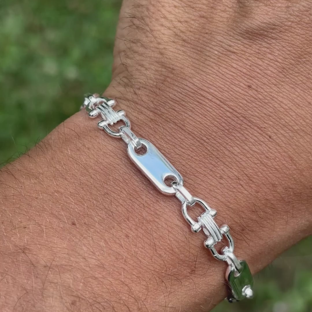 925 Sterling Silver 7.5mm Custom Ferragamo Link Bracelet