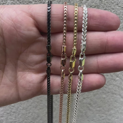 925 Sterling Silver 2.5mm Franco Chain Necklace