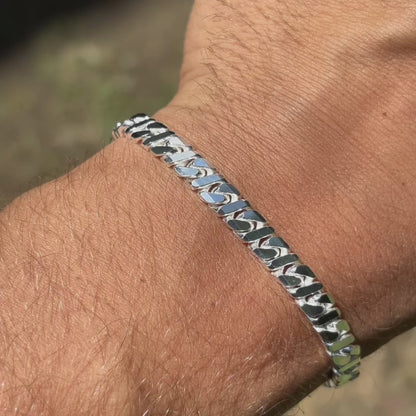 925 Sterling Silver 6mm Dollar Link Bracelet