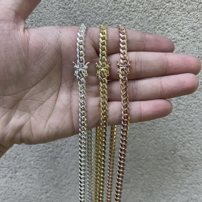 925 Sterling Silver 6mm Miami Cuban W. Box Clasp Chain Necklace