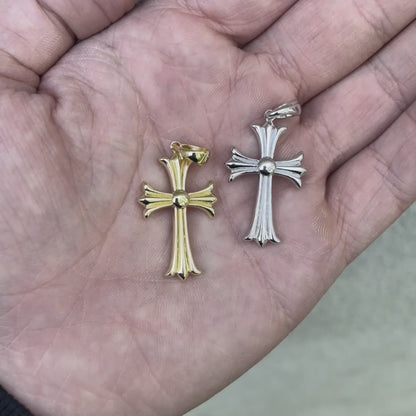 925 Sterling Silver Cross Hearts Pendant - Medium