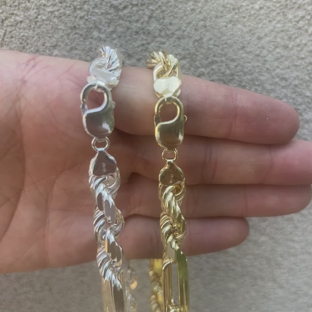 925 Sterling Silver 10mm Figarope Milano Chain Necklace