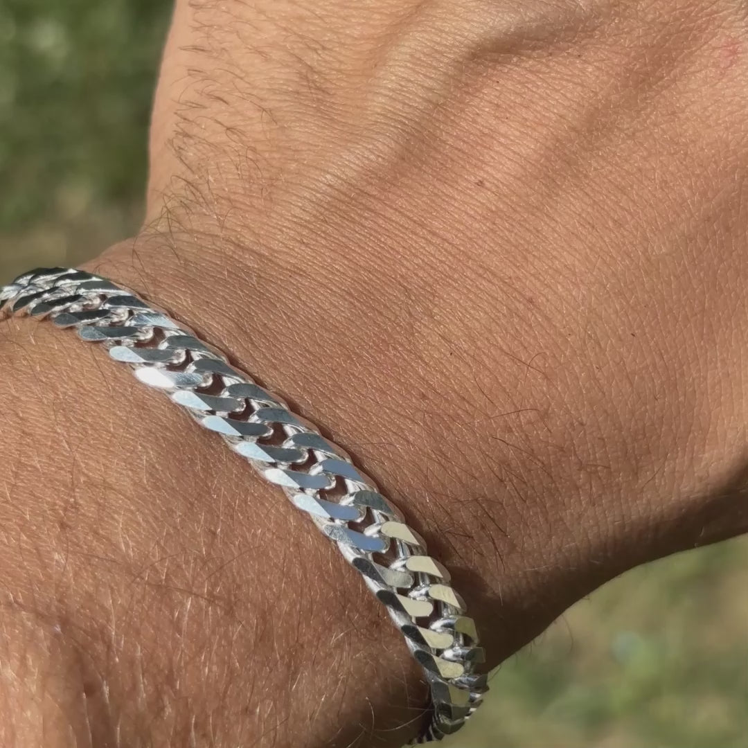 925 Sterling Silver 8mm Double Curb Bracelet