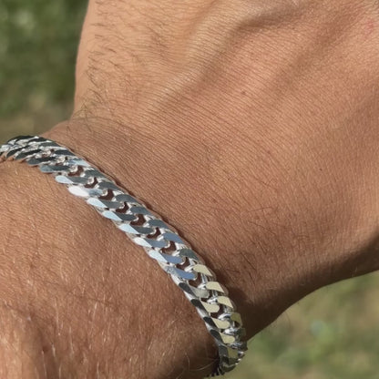 925 Sterling Silver 8mm Double Curb Bracelet