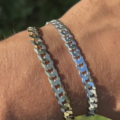 925 Sterling Silver 7mm Flat Curb Bracelet