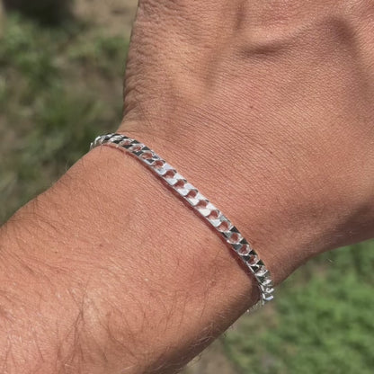 925 Sterling Silver 4mm Square Curb Bracelet