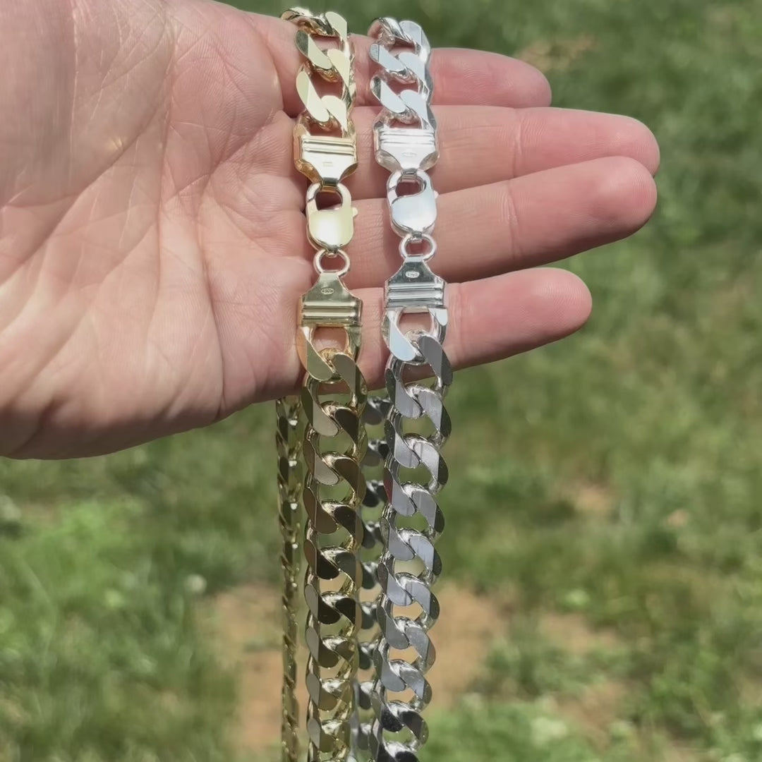 925 Sterling Silver 13.5mm Curb Chain Necklace