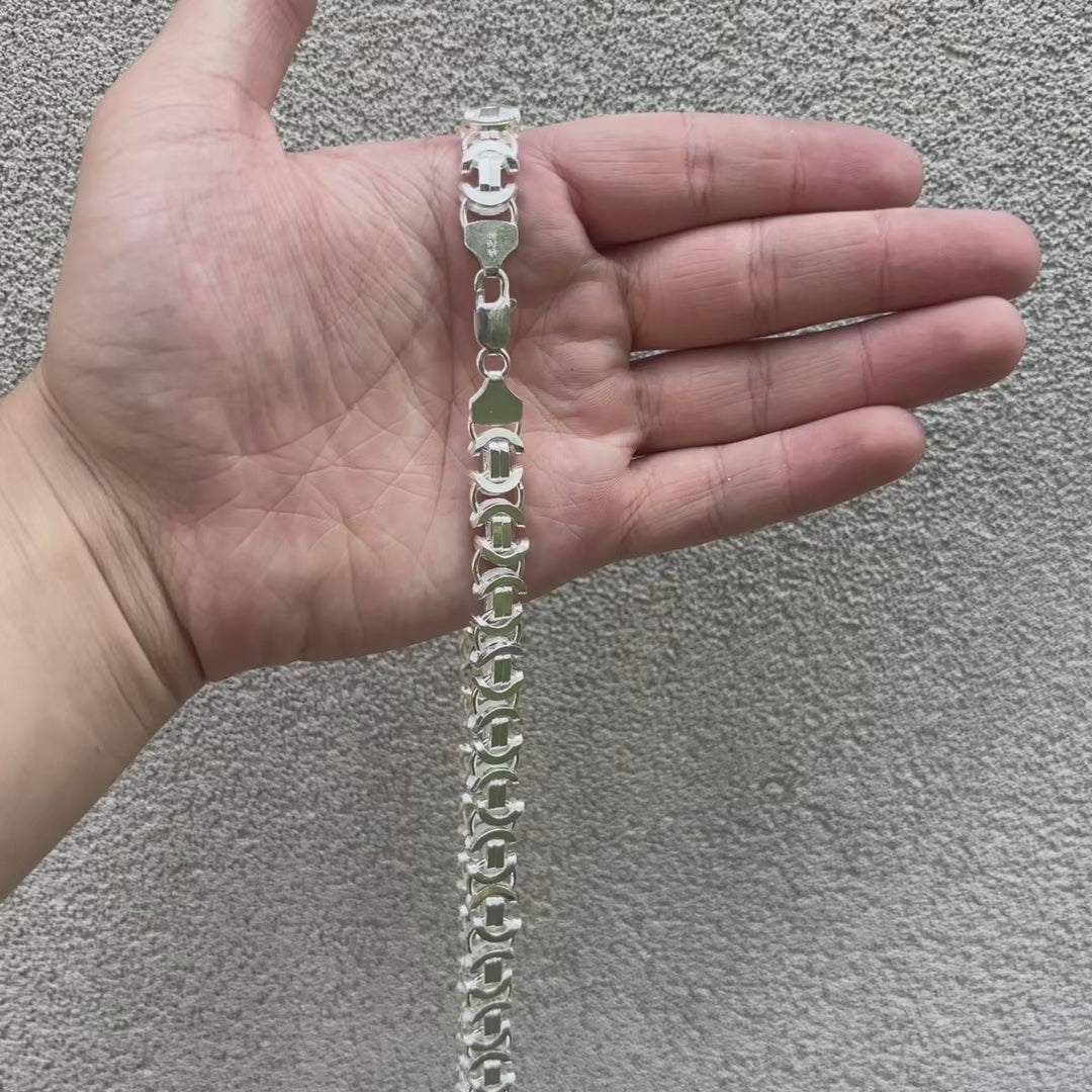 925 Sterling Silver 10mm Flat Byzantine Chain Necklace