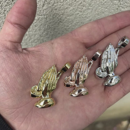 925 Sterling Silver Praying Hands Pendant - Medium