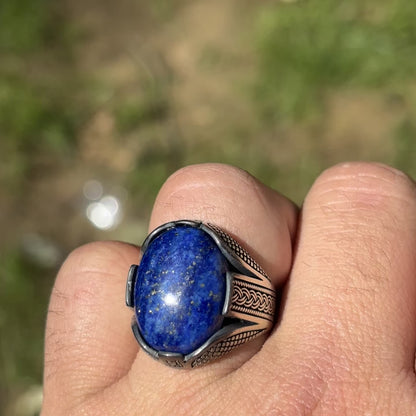 925 Sterling Silver Blue Lapis Ring