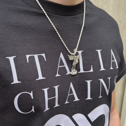 925 Sterling Silver St Michael Pendant With Moissanite - Medium