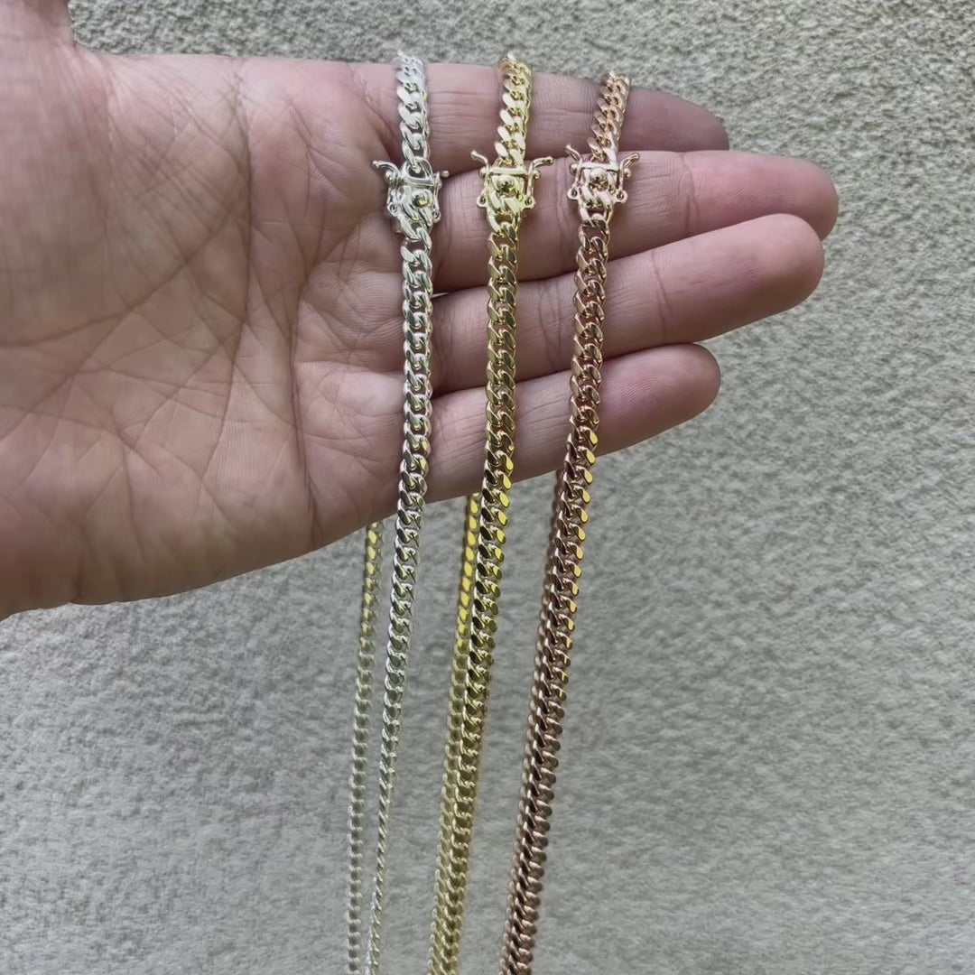 925 Sterling Silver 5mm Miami Cuban W. Box Clasp Chain Necklace