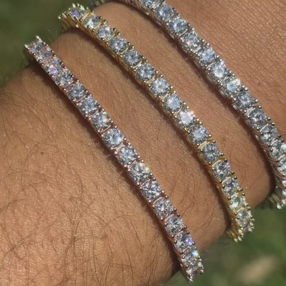 925 Sterling Silver 4mm Tennis Bracelet - CZ Or Moissanite