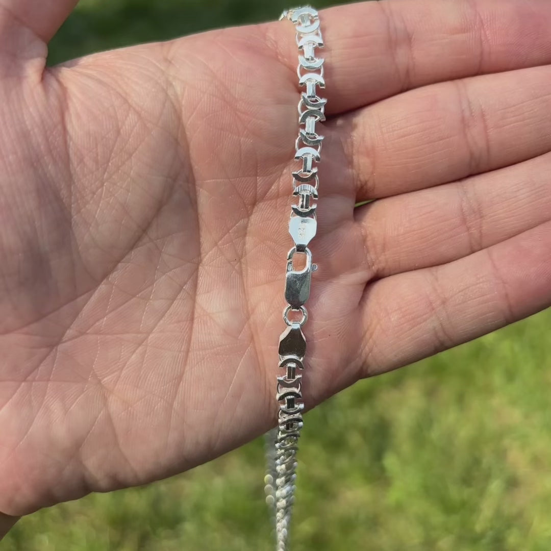 925 Sterling Silver 5mm Flat Byzantine Chain Necklace