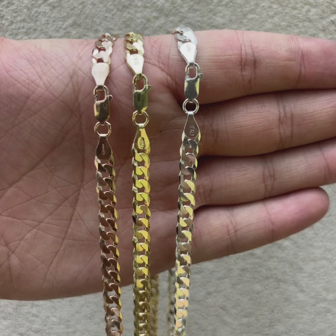 925 Sterling Silver 6mm Flat Curb Cuban Chain Necklace