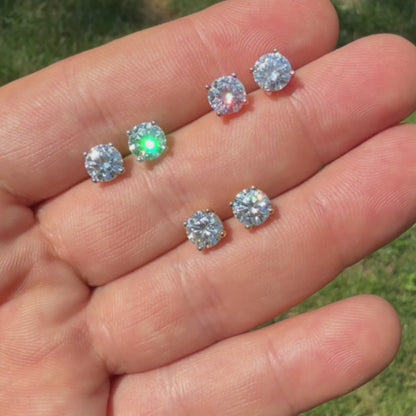 925 Sterling Silver 6.5mm Moissanite Earrings 2ct TW Studs