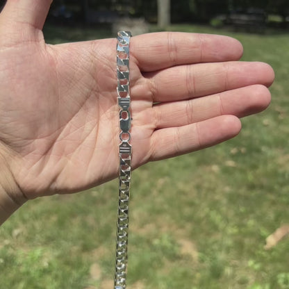 925 Sterling Silver 8mm Square Curb Chain Necklace