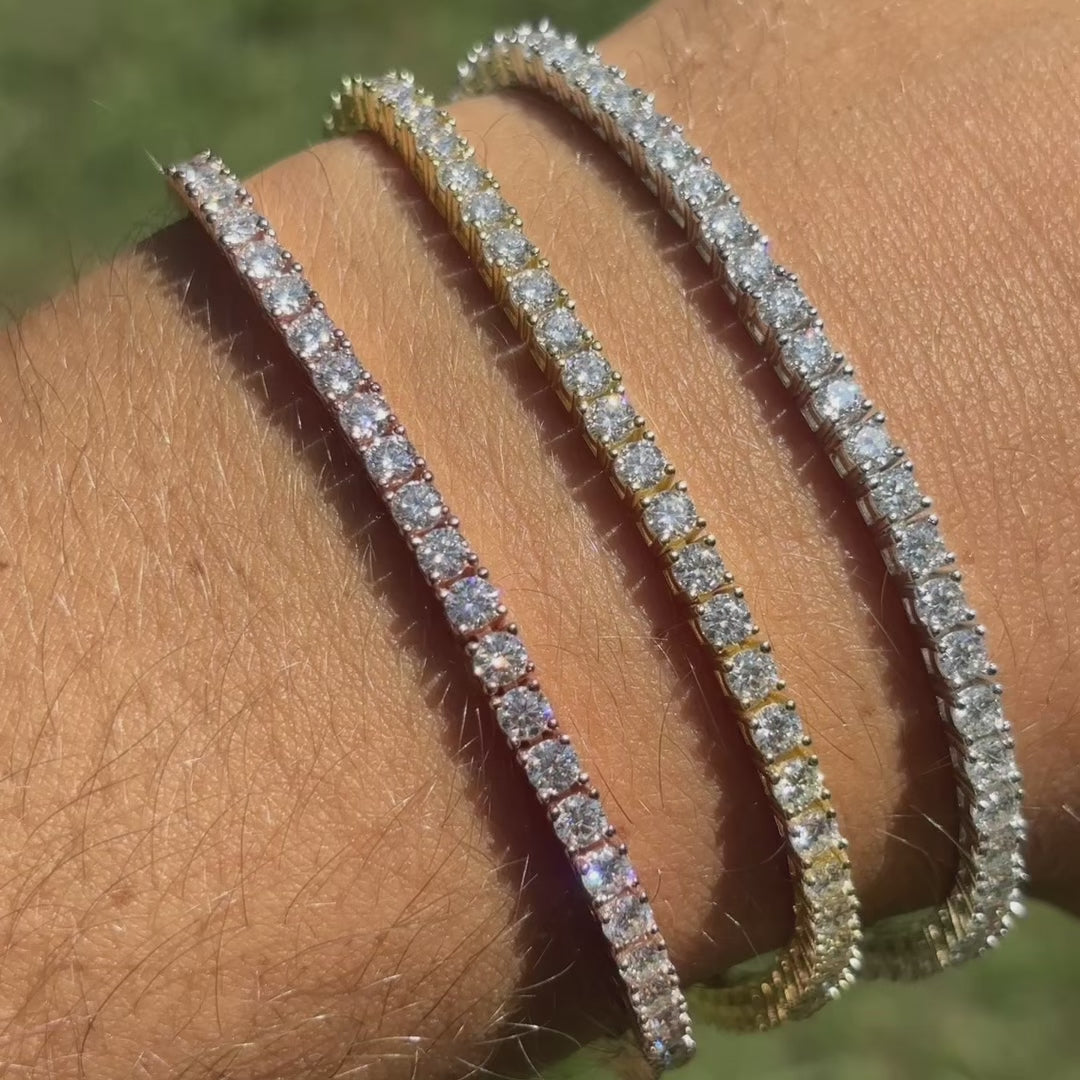 925 Sterling Silver 3mm Tennis Bracelet - CZ Or Moissanite