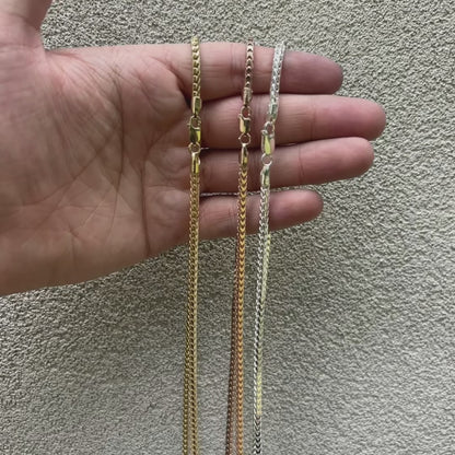 925 Sterling Silver 3mm Franco Chain Necklace