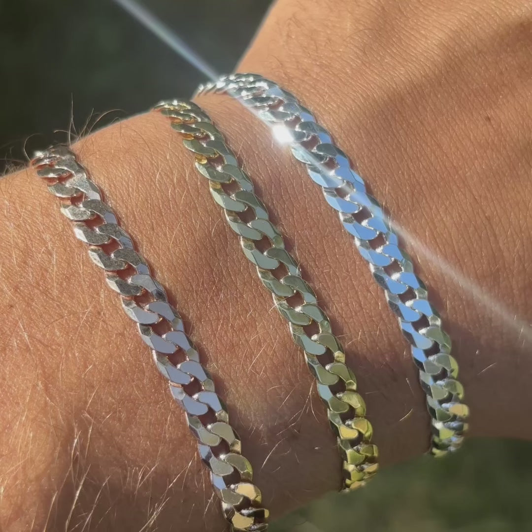 925 Sterling Silver 6mm Flat Curb Bracelet