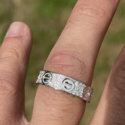 925 Sterling Silver Love Ring With Moissanite