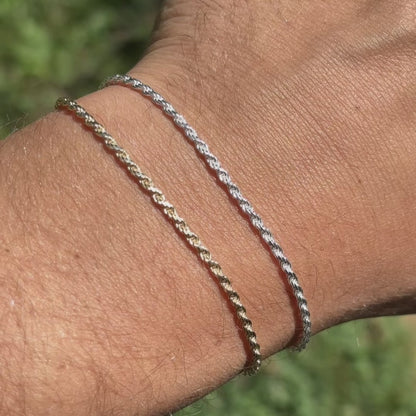 925 Sterling Silver 2mm Diamond Cut Rope Bracelet