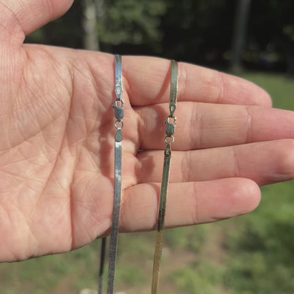 925 Sterling Silver 3mm Herringbone Chain Necklace