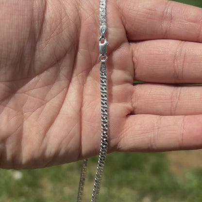 925 Sterling Silver 3.5mm Dollar Chain Necklace