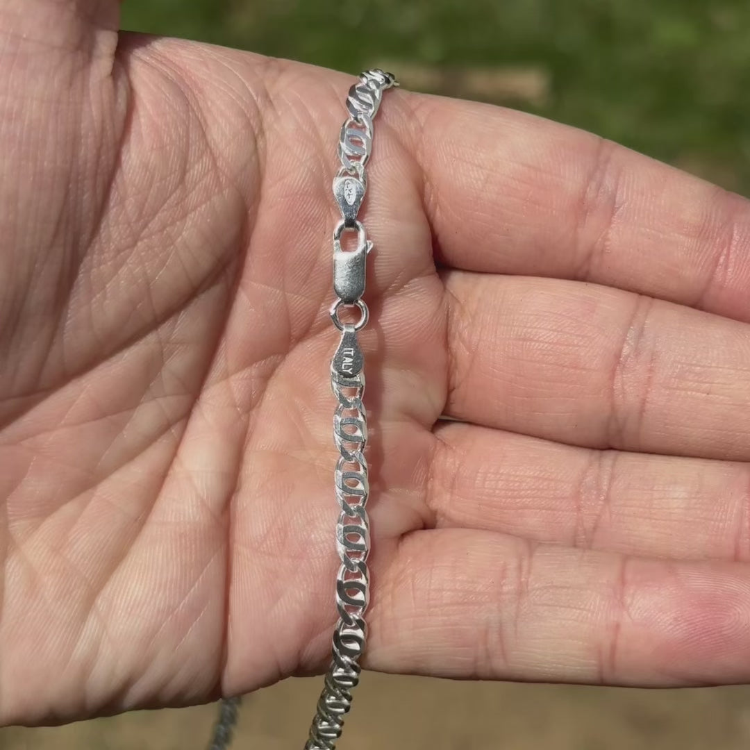 925 Sterling Silver 4.5mm Tiger Eye Chain Necklace