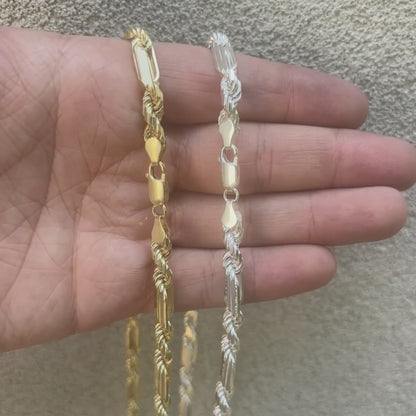 925 Sterling Silver 6mm Figarope Milano Chain Necklace