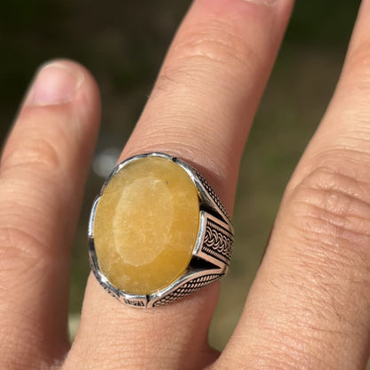 925 Sterling Silver Yellow Sapphire Stone Ring