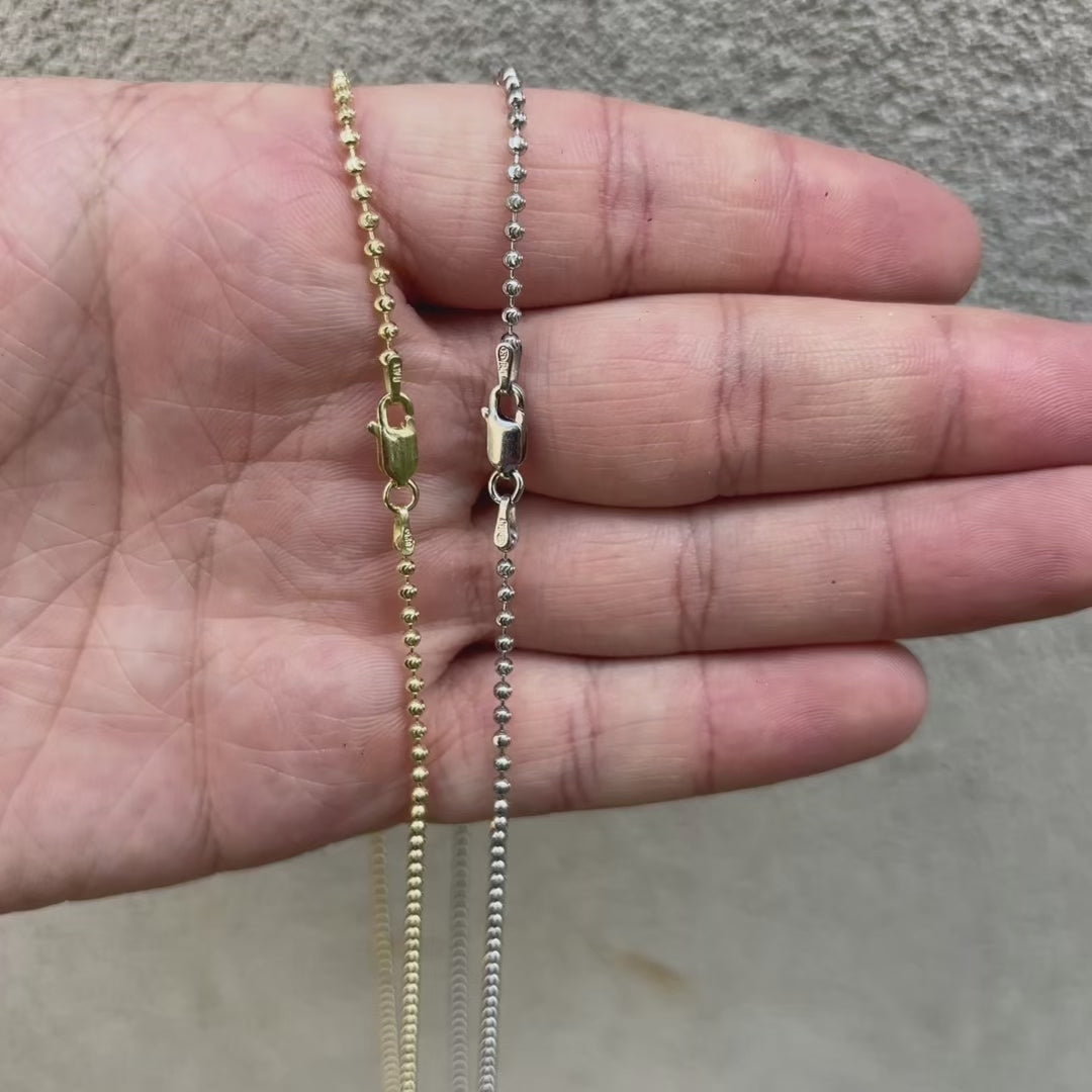 925 Sterling Silver 2mm Bead Chain Necklace