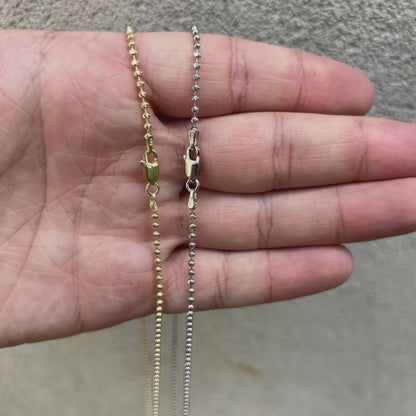 925 Sterling Silver 2mm Bead Chain Necklace