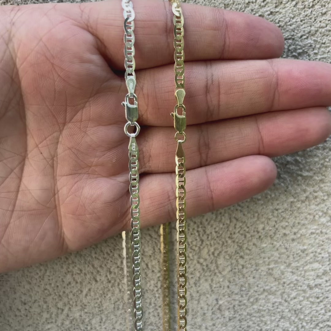 925 Sterling Silver 3mm Mariner Chain Necklace