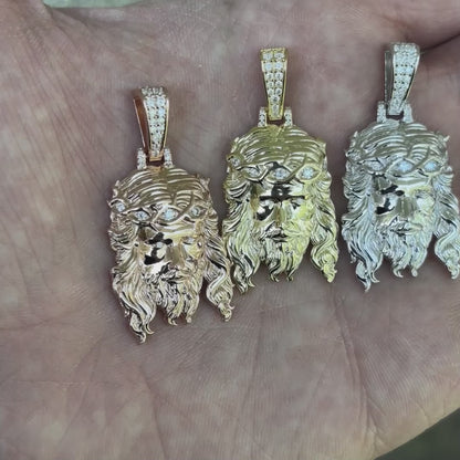 925 Sterling Silver Jesus Pendant With Moissanite - Small