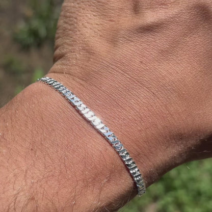 925 Sterling Silver 3.5mm Dollar Link Bracelet