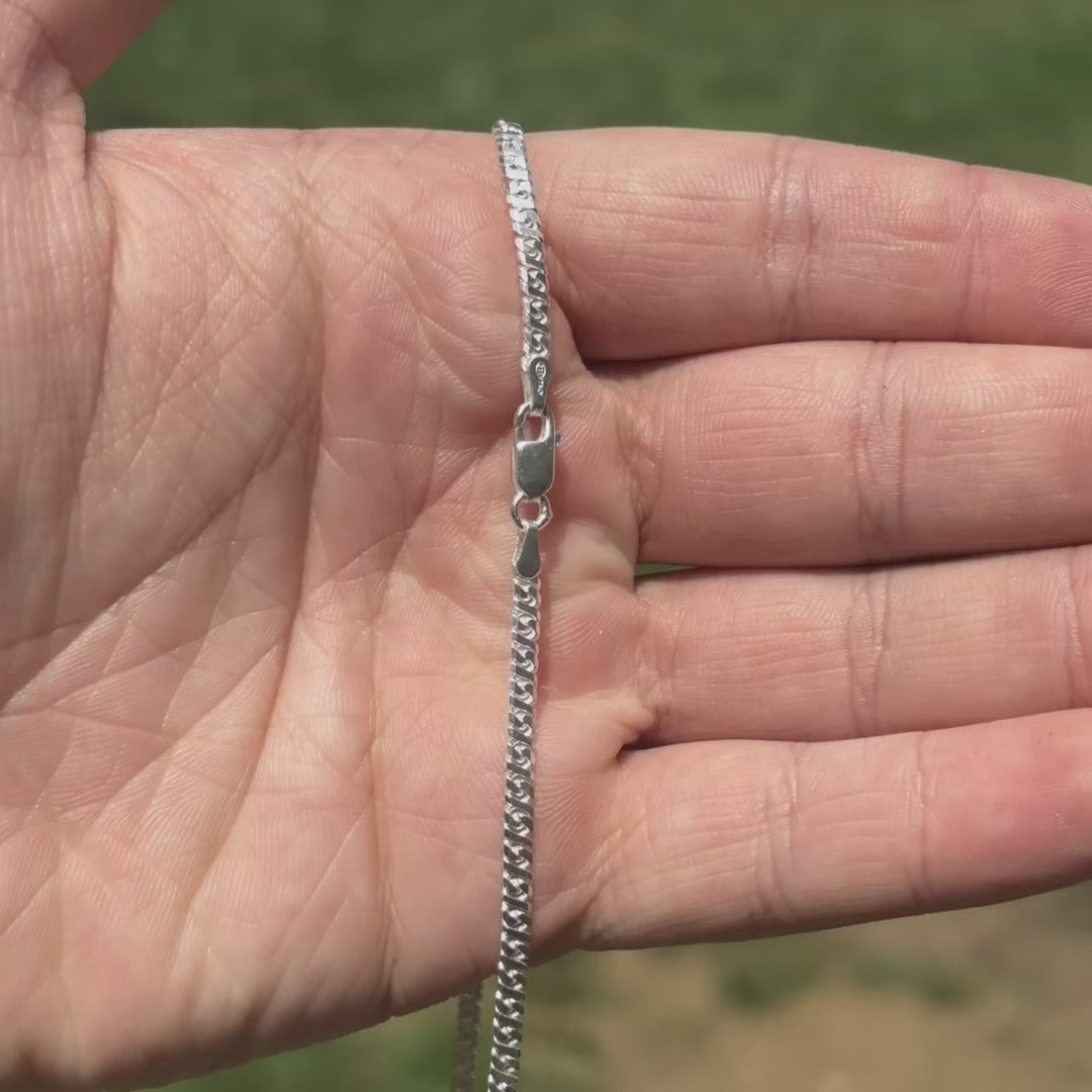 925 Sterling Silver 2.5mm Dollar Chain Necklace