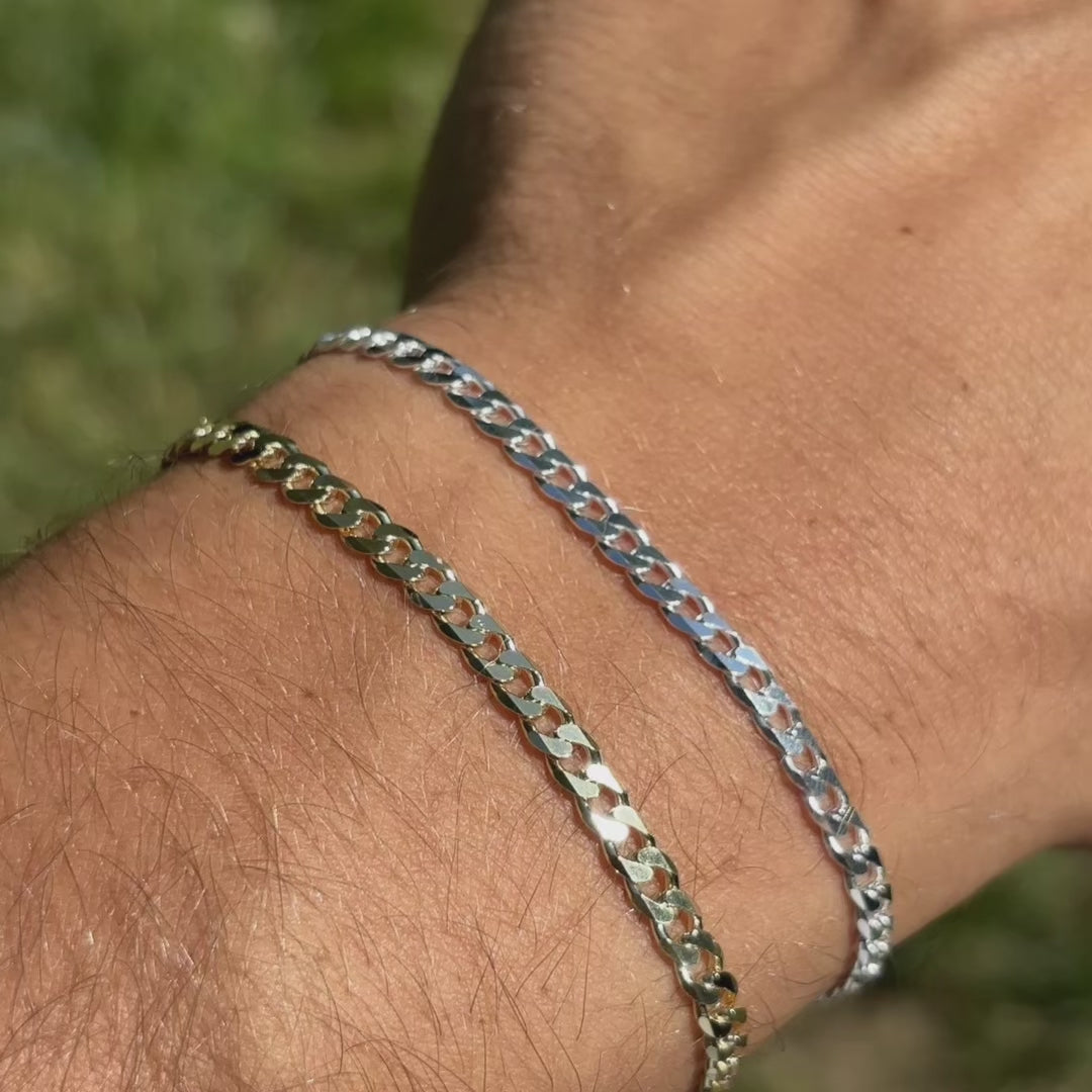 925 Sterling Silver 4mm Curb Bracelet