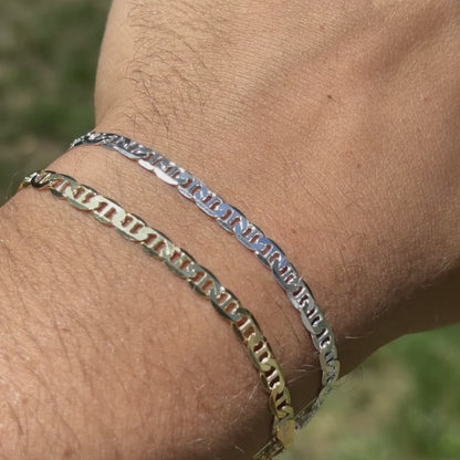 925 Sterling Silver 4mm Mariner Bracelet