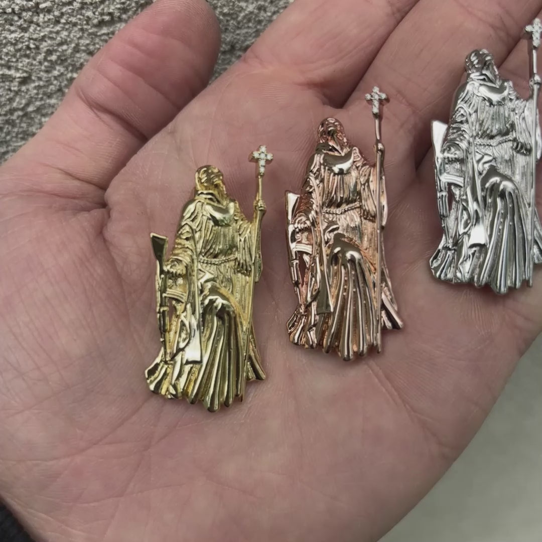 925 Sterling Silver Grim Reaper Pendant With Moissanite