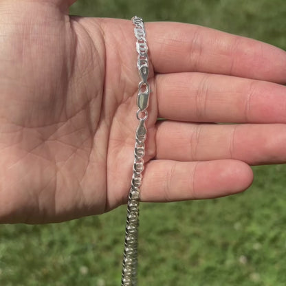 925 Sterling Silver 5.5mm Tiger Eye Chain Necklace