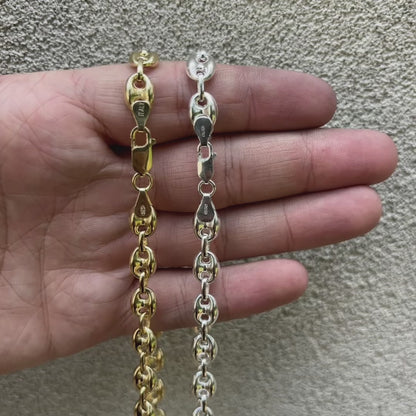 925 Sterling Silver 12mm Puffed Gucci Chain Necklace